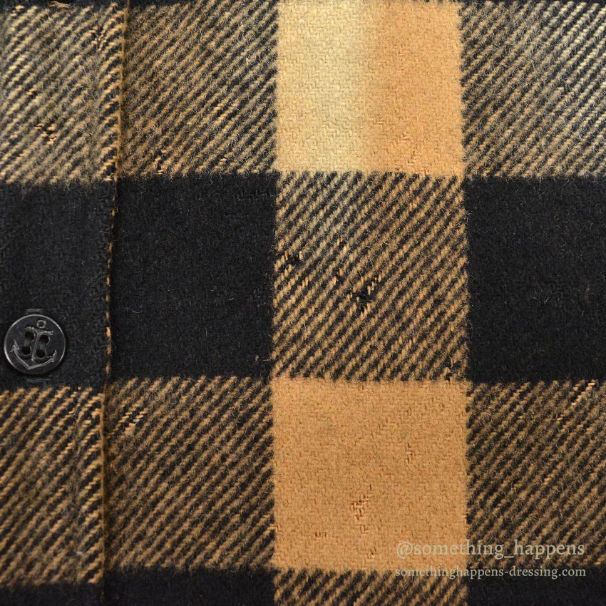 1960's FOX KNAPP PLAID WOOL CPO SHIRT / SUN FADED ... M
