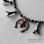 OLD NAVAJO NAJA SQUASH BLOSSOM SILVER BEADS NECKLACE ...