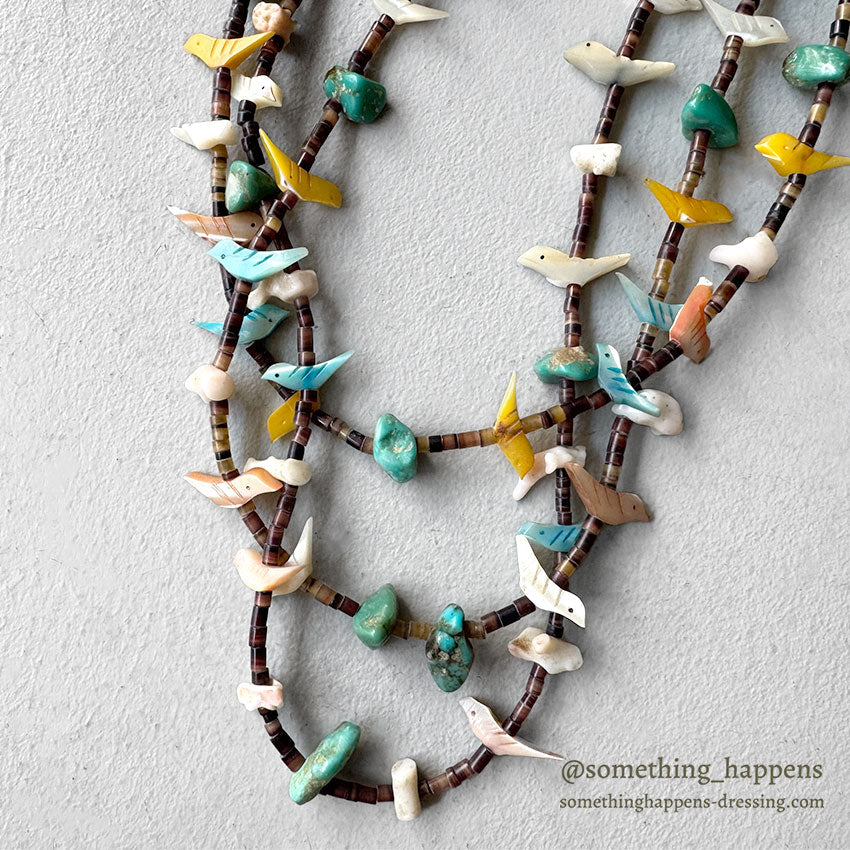 OLD ZUNI FETISH NECKLACE / 3 STRAND...