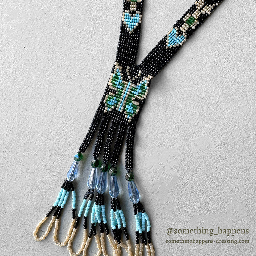 NATIVE AMERICAN SEED BEADS NECKLACE / WHIRLING LOGS...