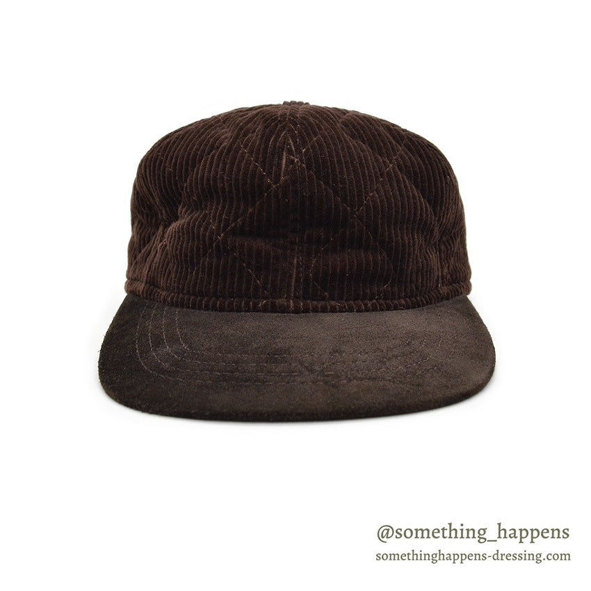 1990's EDDIE BAUER QUILTED CORDUROY CAP / BROWN...