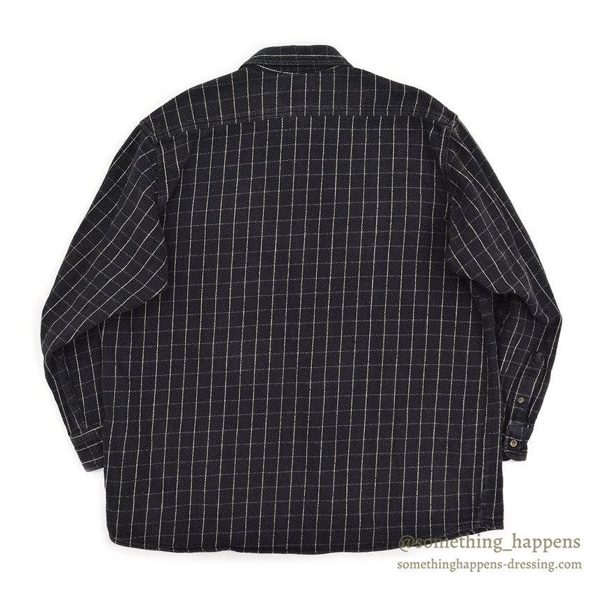 1990's BERNE BLACK COTTON HEAVY FLANNEL SHIRT... L