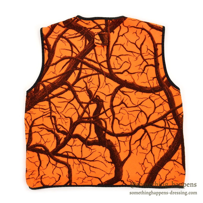 1990's CABELA'S TREE CAMO ORANGE FLEECE VEST...M
