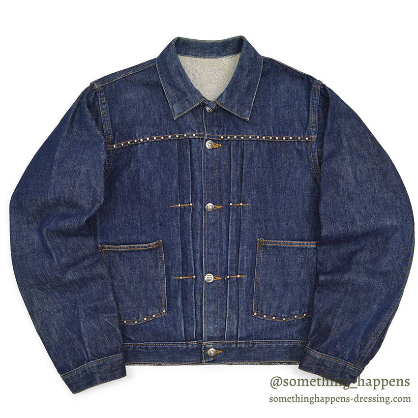 1940's~ MONTGOMERY WARD 101 BUCKLE BACK DENIM JACKET / COOL STUDS...
