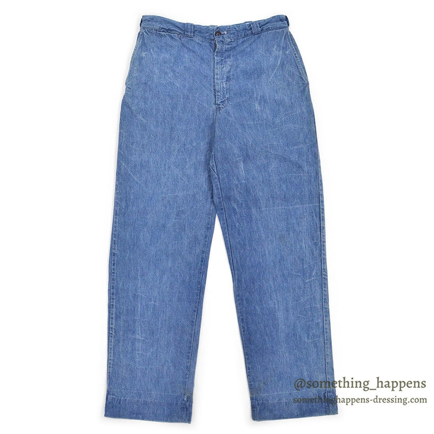 1960's UNKNOWN DENIM WORK TROUSERS / WESTERN COSTUME CO. ... W31/L31