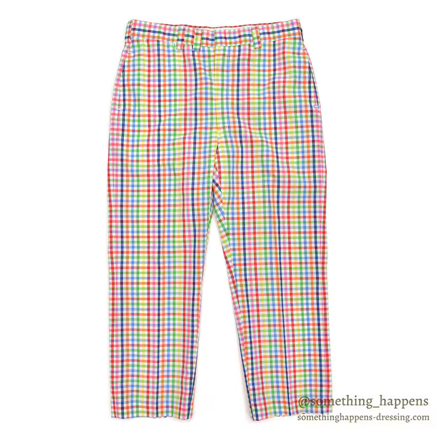 1970's DENHAM MULTICOLOR GINGHAM CHECK PANTS... W36/L28