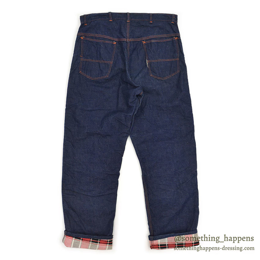 1950's UNKNOWN DOUBLE KNEE DENIM PAINTER PANTS / FLANNEL LINED ... W33/L30