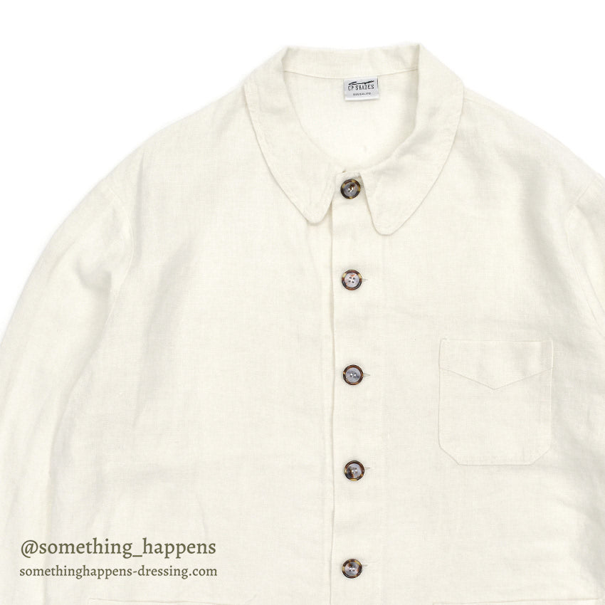 1990's CP SHADES LINEN WORK JACKET / WHITE ... M
