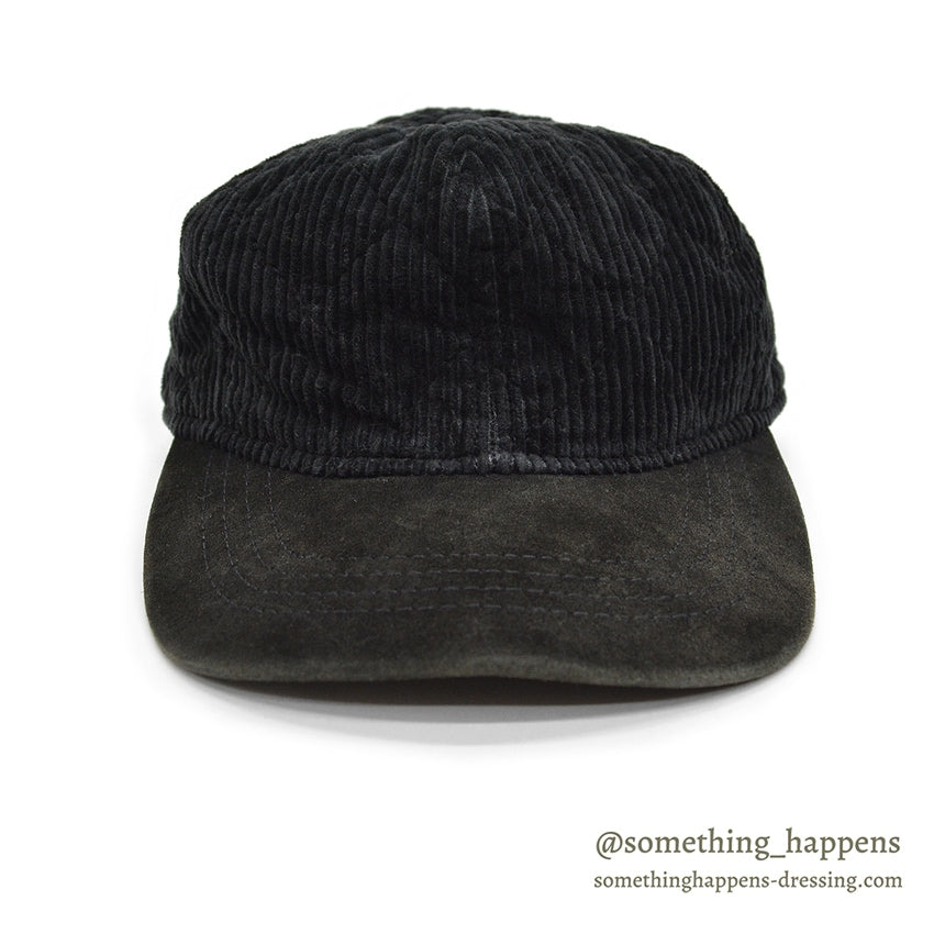 1990's EDDIE BAUER QUILTED CORDUROY CAP / BLACK...