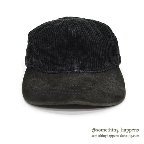 1990's EDDIE BAUER QUILTED CORDUROY CAP / BLACK...