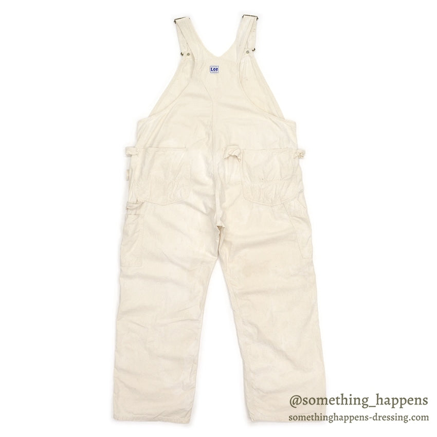 1950's Lee DOUBLE-KNEE OVERALL OFF WHITE / WITH APRON ... W42/L31