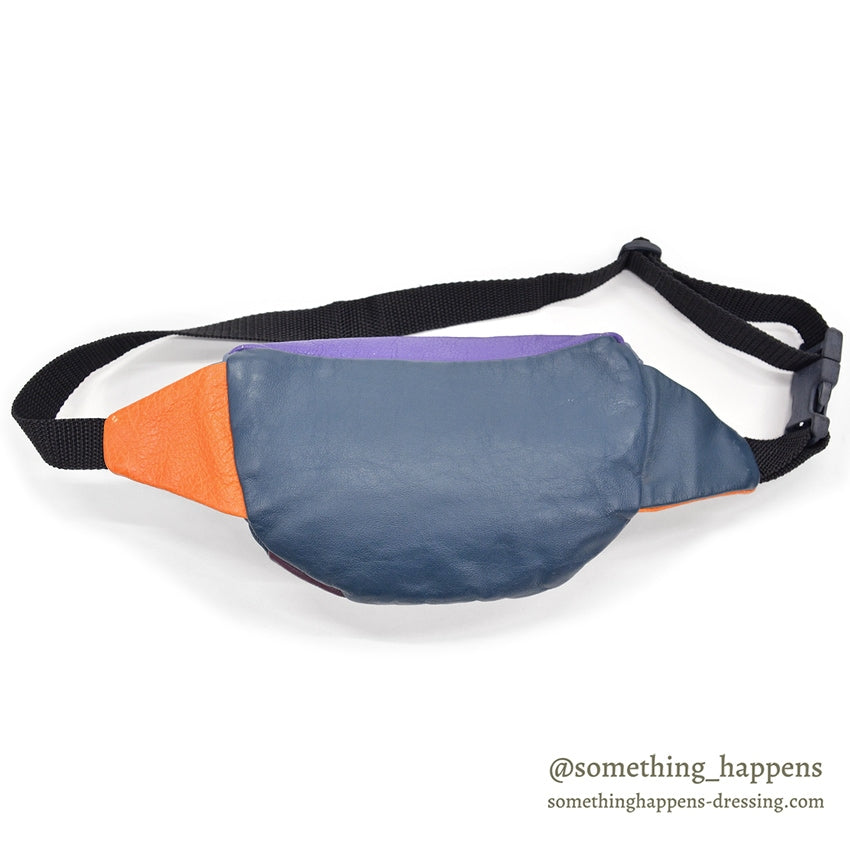 1990's MULTI COLOR PANEL LEATHER FANNY PACK / MADE IN USA...