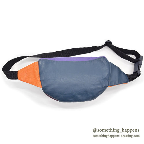 1990's MULTI COLOR PANEL LEATHER FANNY PACK / MADE IN USA...