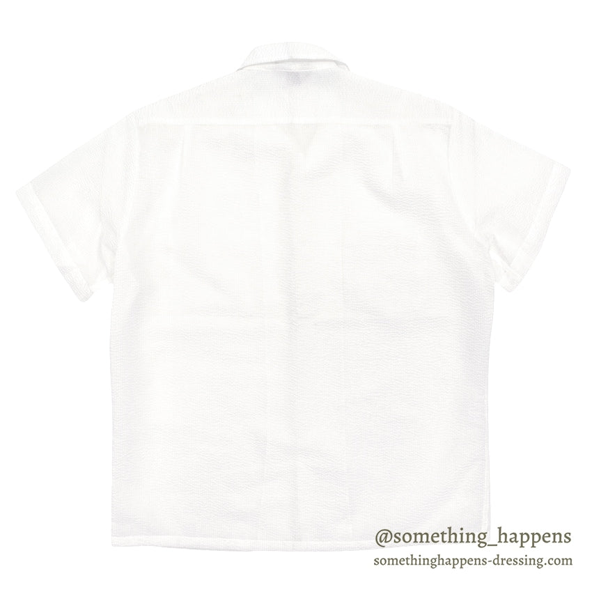 1960's DEADSTOCK TOWNCRAFT NYLON SEERSUCKER S/S SHIRT / WHITE ... L