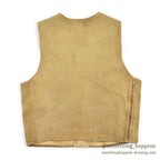 1950's~ OLD SPLIT LEATHER SUEDE HUNTING VEST / UNUSUAL POCKETS...