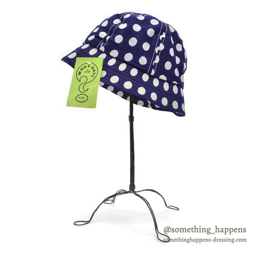 1970's DEADSTOCK MIDWAY POLKA DOTS HAT / NAVY...L