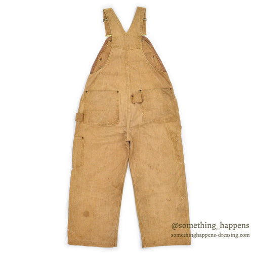 1940's~ CARHARTT DUCK DOUBLE KNEE OVERALL UNLINED / PAINT SPLATTER VIBE ... W36/L27