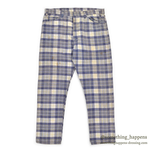 1960's INDIA MADRAS 5 POCKETS COTTON PANTS / TAPERED LEG... W35/L29