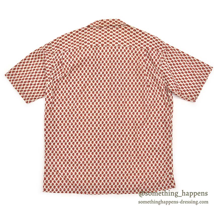 1960's KEY WEST PAISLEY-LIKE PATTERN SHIRT / RED... M