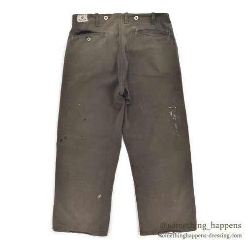 1940's CAN'T BUST'EM WW2 BLACK FRISCO PANTS / CROPPED... W32