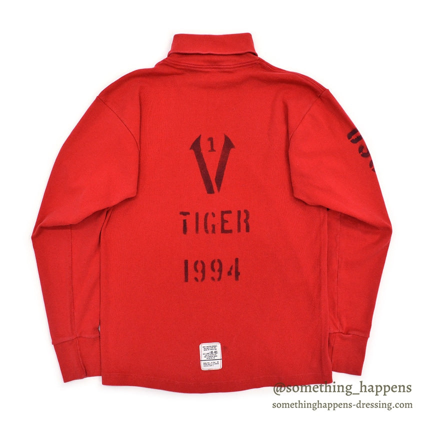 1990's USNAVY JERSEY, FLIGHT DECK CREWMAN'S RED / TIGER STENCIL ... XL