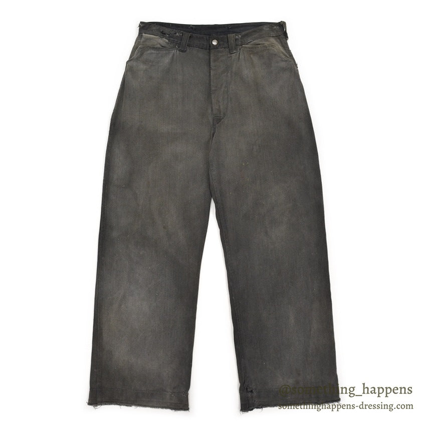1930's BLACK FRISCO PANTS BACKLE BACK / HEAVY COTTON... W31/L29