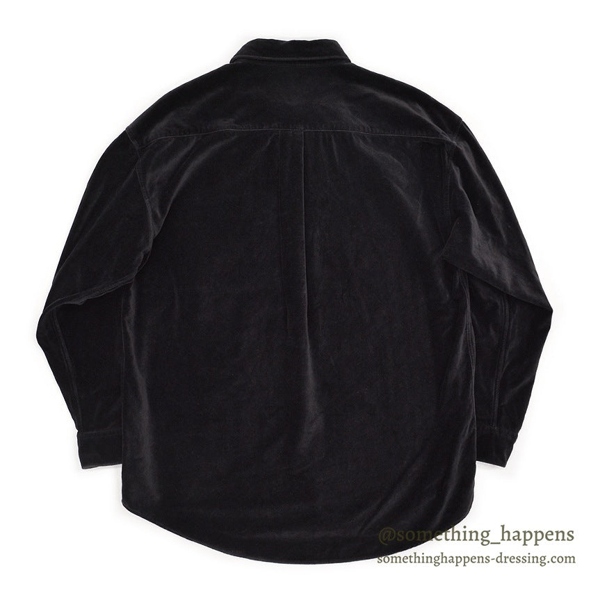 1980's~ BURMA BIBAS BLACK VELOUR SHIRT ... L