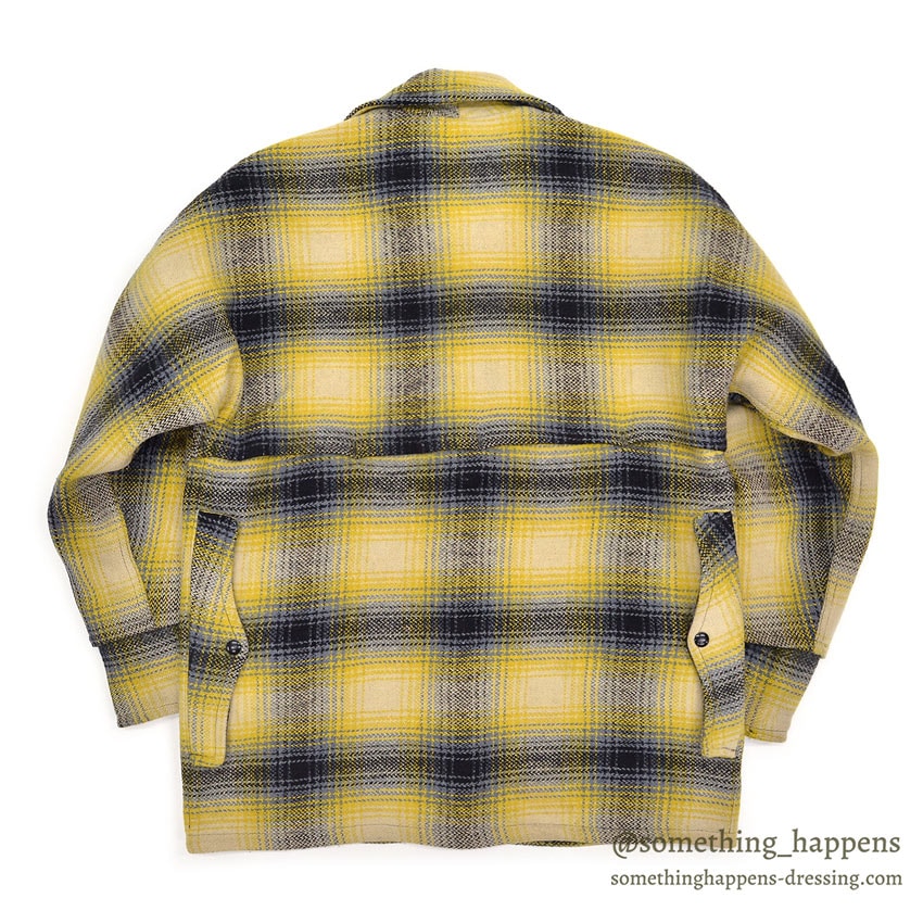 1940's~ YELLOW / BLACK PLAID DOUBLE MACKINAW WOOL JACKET / VERY RARE COLOR ...