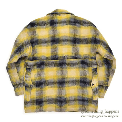 1940's~ YELLOW / BLACK PLAID DOUBLE MACKINAW WOOL JACKET / VERY RARE COLOR ...