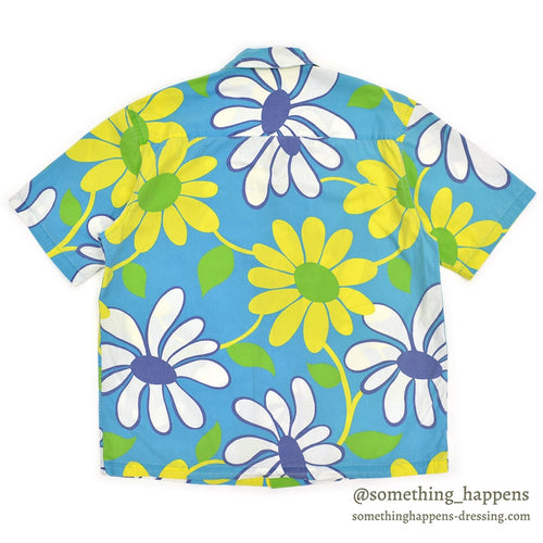 1990's J.CREW FLOWER PRINT S/S SHIRT / RARE PATTERN ... M