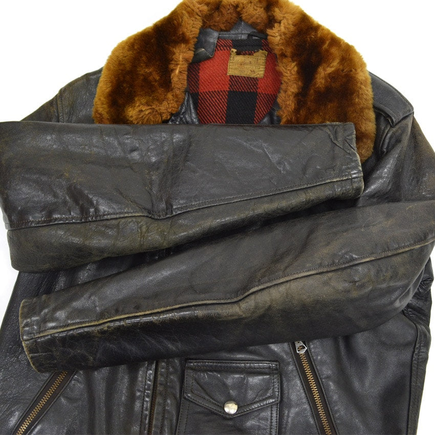 50's Genuine Horsehide FRONT QUARTERS Horsehide Double Riders Jacket... 40