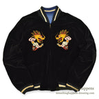 1950s JAPAN SOUVENIR JACKET (Sukajan) - Black velvet with black and white ribbing... Fits like ML