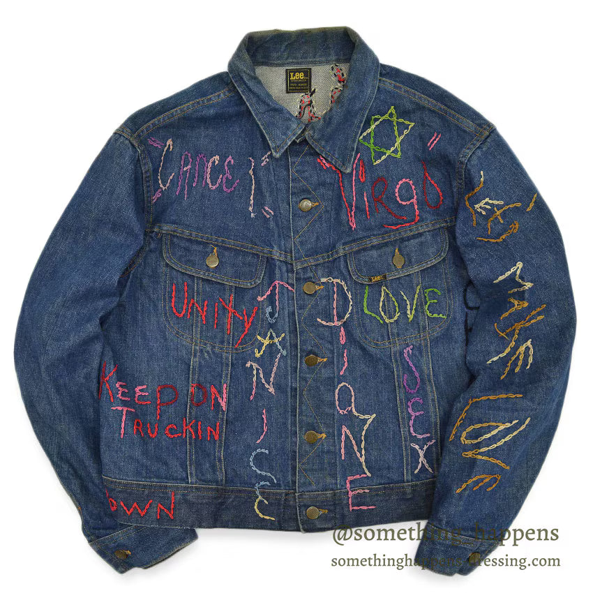 1970's Lee EMBROIDERY DENIM JACKET ... Fits like 44