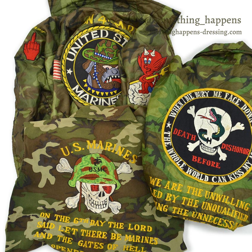 ~1970's OKINAWA SKULL VIETNAM WAR EMBROIDERY TOUR JACKET...