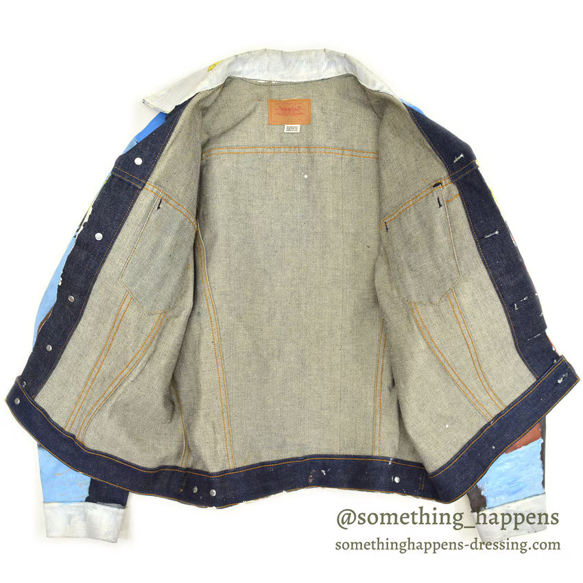 1970's Levi's FOLK ART PAINT 70505 small-e DENIM JACKET NON WASH ... 44