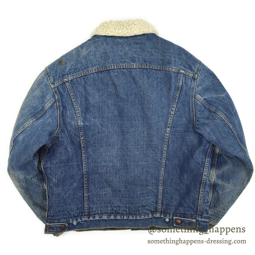 1970's Levi's 70605-0217 DENIM BOA JACKET ADD POCKETS / FADED... 44