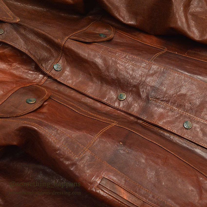~1980's UNKNOWN BROWN LEATHER JACKET TYPE 3RD ... Fits like 48