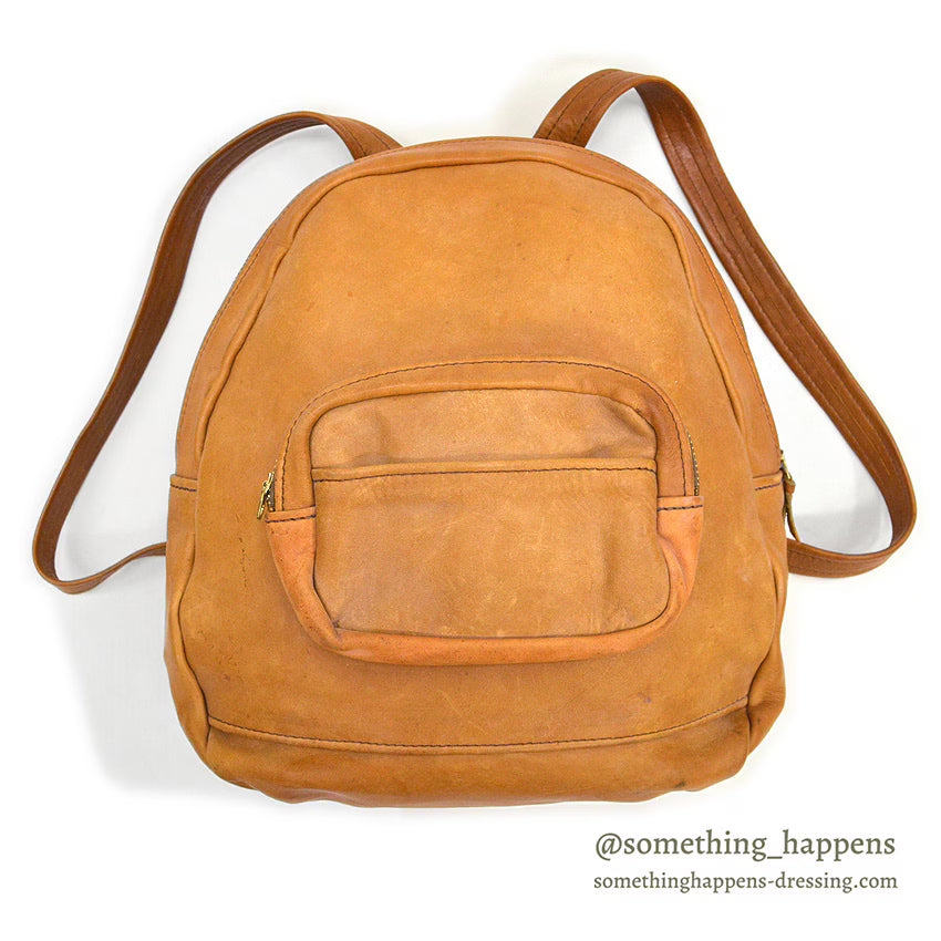 ~1970's BROWN OILED LEATHER BACKPACK...