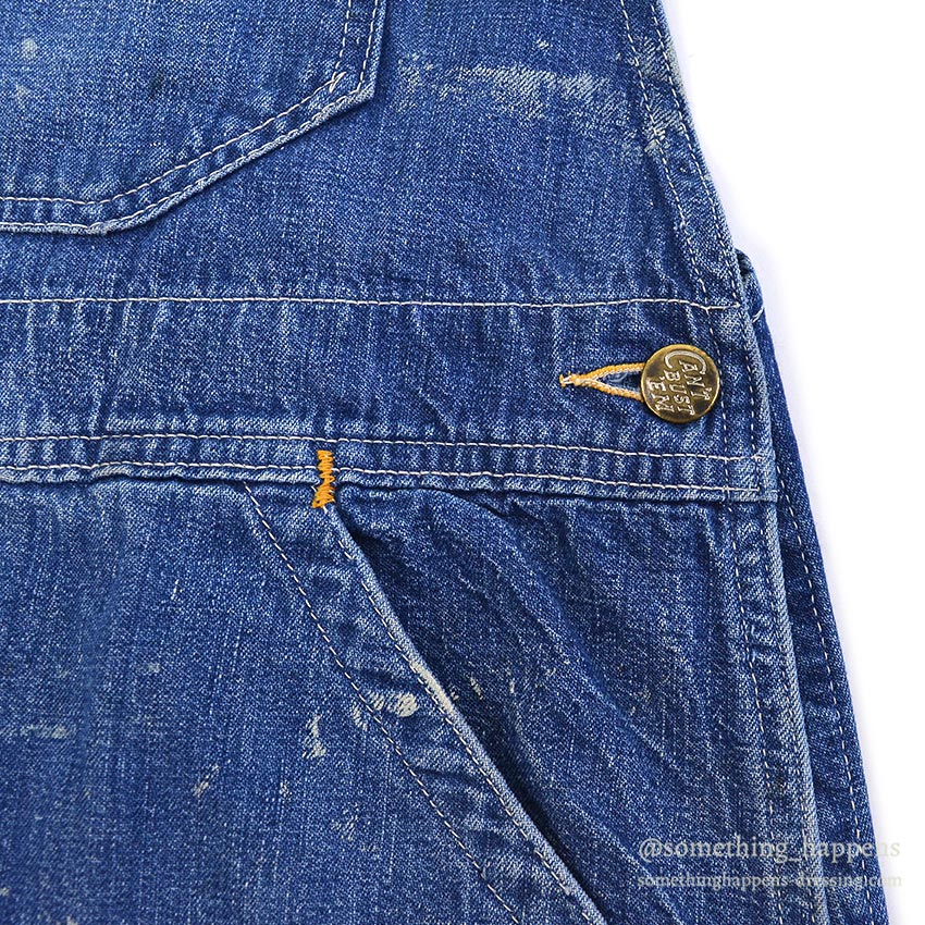 1940's CAN'T BUST'EM WW2 DENIM OVERALL / UNUSUAL DETAIL ... W36/L29