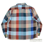 1960's TruVal BLOCK PLAID RAYON BLEND SHIRT... L