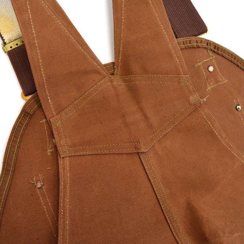 1950's DEADSTOCK CARHARTT BROWN DUCK DOUBLE KNEE OVERALL... W42 L32