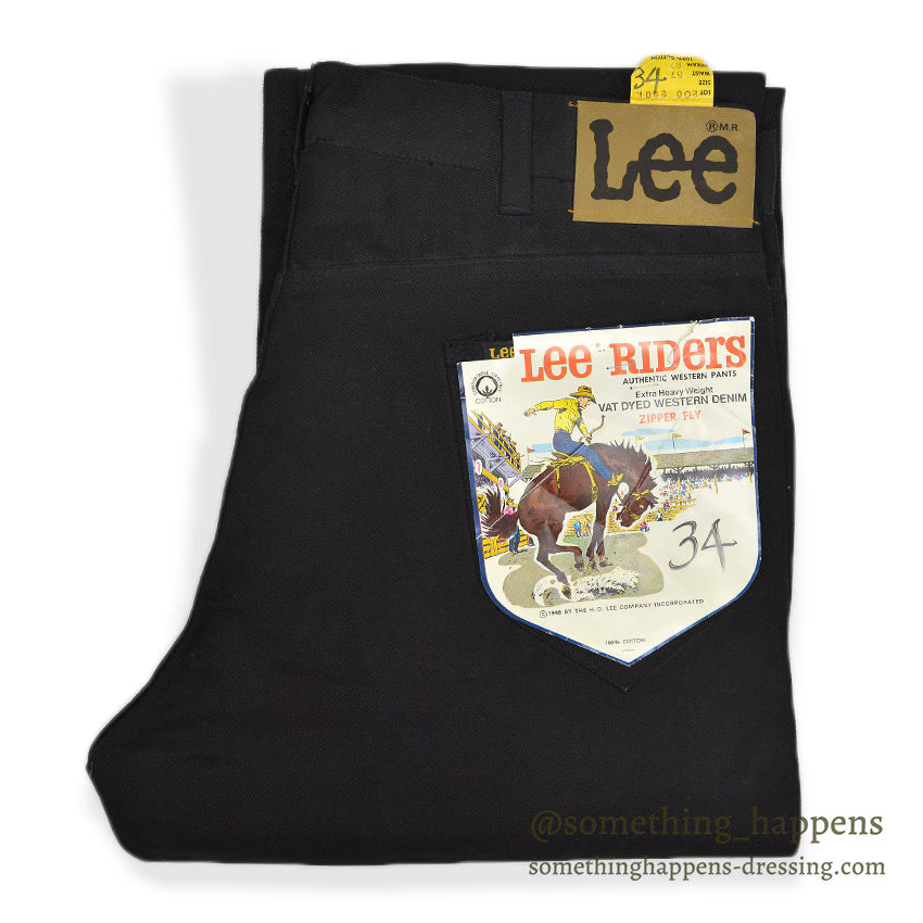 1970's~ DEADSTOCK Lee RIDERS 200 BLACK COTTON TWILL PANTS... W34/L34