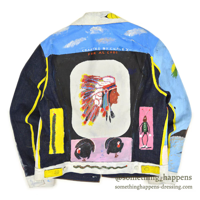 1970's Levi's FOLK ART PAINT 70505 small-e DENIM JACKET NON WASH ... 44