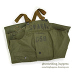 1940's USNAVY WW2 RAIN BIB OVERALL STENCIL... MEDIUM