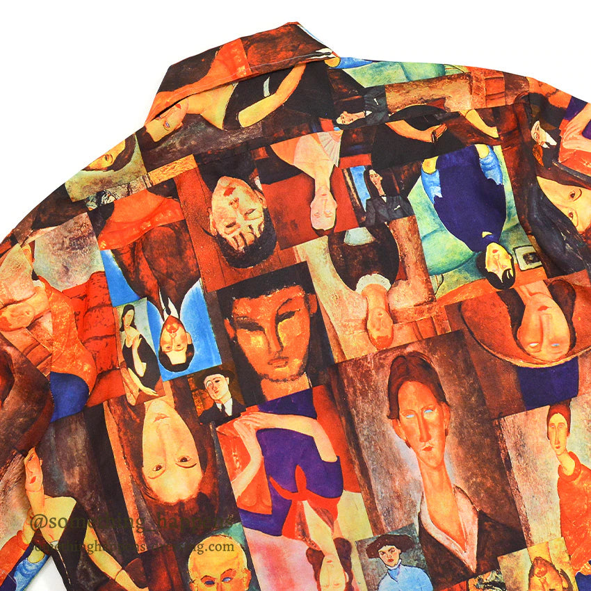 1970's MOJORCA Amedeo Modigliani ART PRINT S/S SHIRT ... L