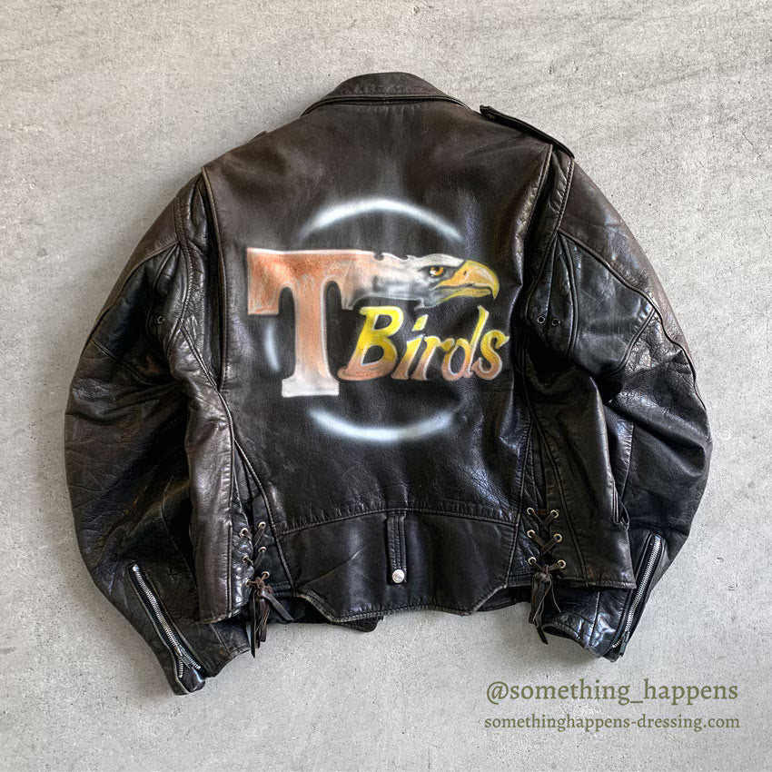 1980's SCHOTT 125 DOUBLE RIDERS JACKET BACK PAINT... 40