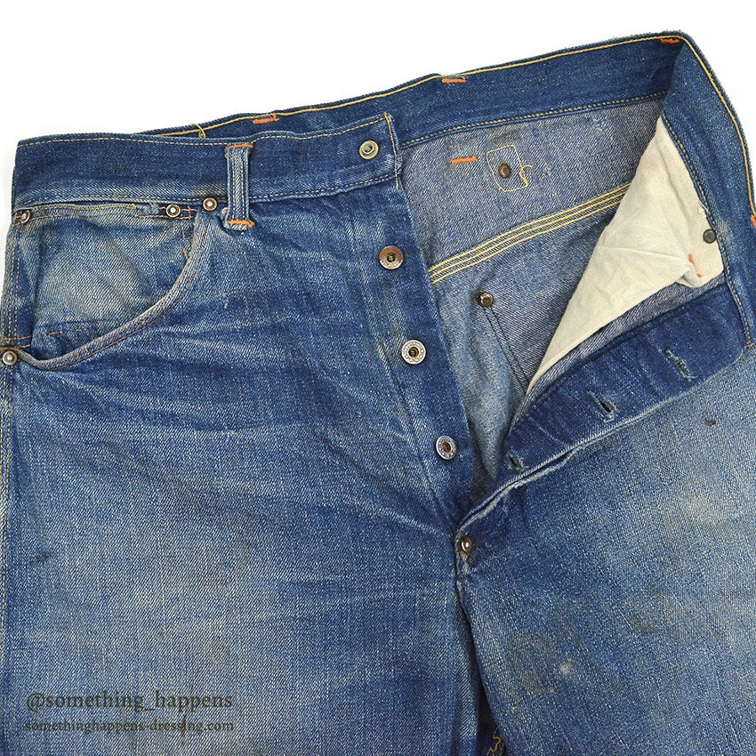 1930's~ UNKNOWN BUCKLE BUCK DENIM PANTS ... W32/L28