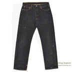 Levi's 501 BLACK DENIM PANTS Made in USA ORANGE STITCH... W34/L32