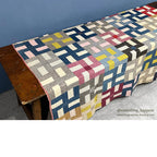 ANTIQUE WHIRLING LOGS SWASTIKA CRAZY PATCHWORK QUILT... 202cm/166cm