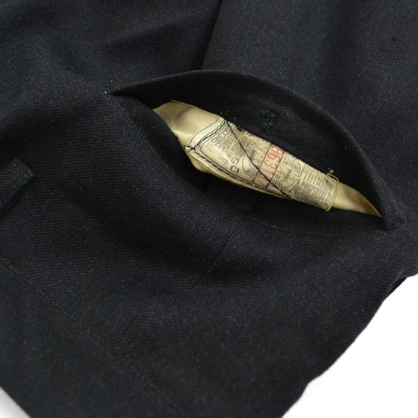 40's~ Black wool work trousers...W32×L32